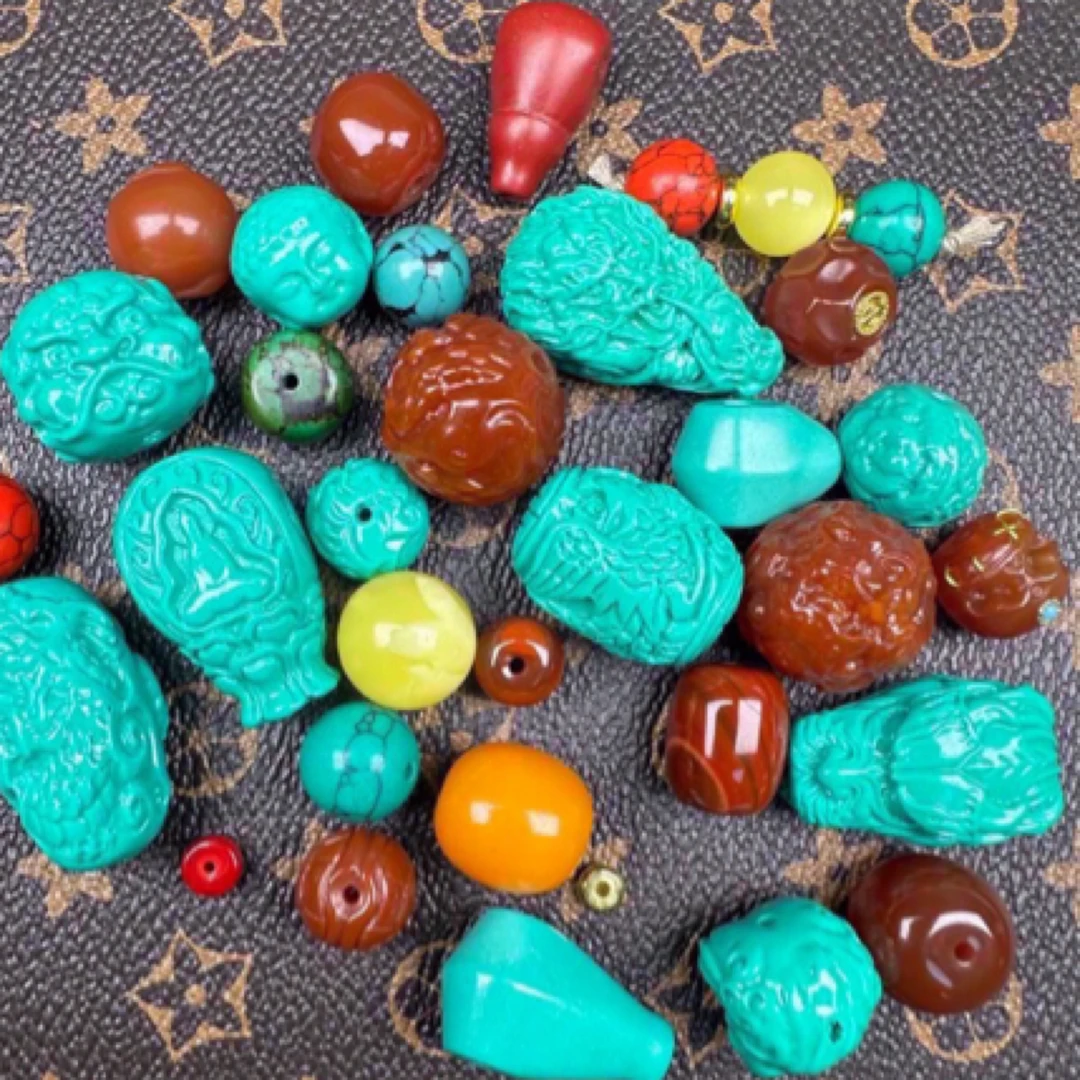 A58 文玩配饰 手工镶嵌四方顶珠 卡12+mm（单颗）