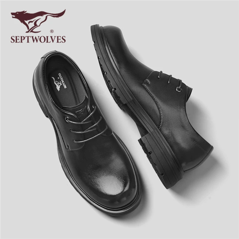 七匹狼男鞋2025新款秋季真皮百搭休闲皮鞋商务正装增高大头德比鞋