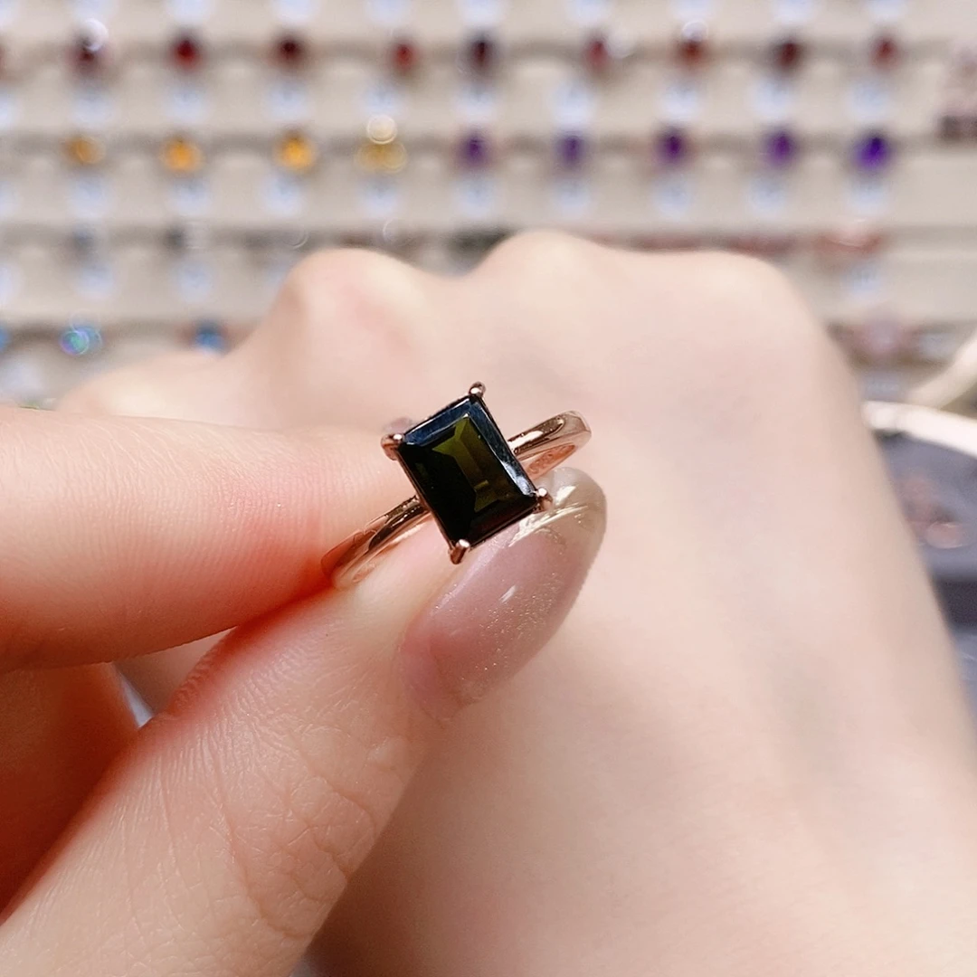 碧玺戒指银S925镶嵌戒指