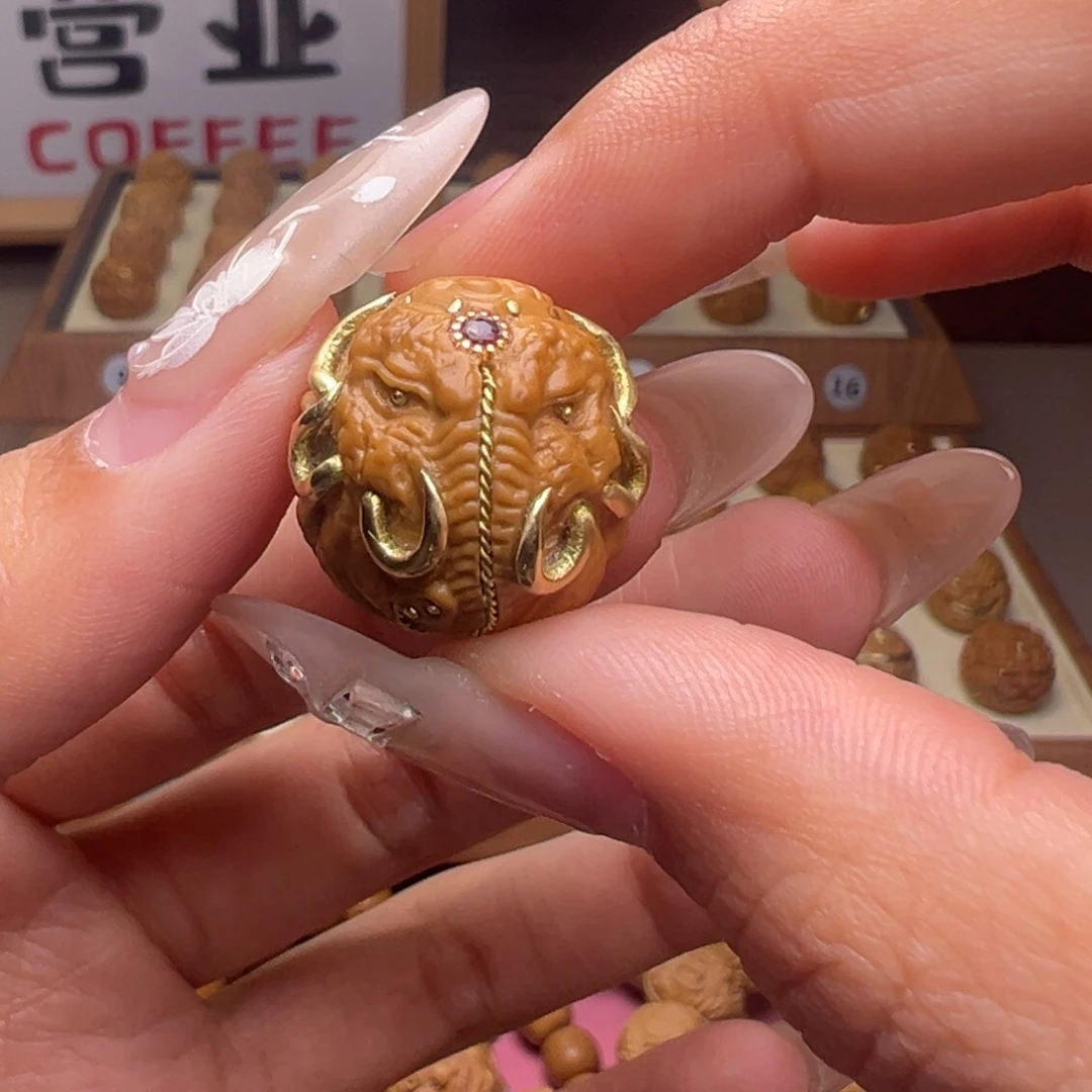 文玩核桃把件镶嵌款象神18➕尺寸全品有正常封口线