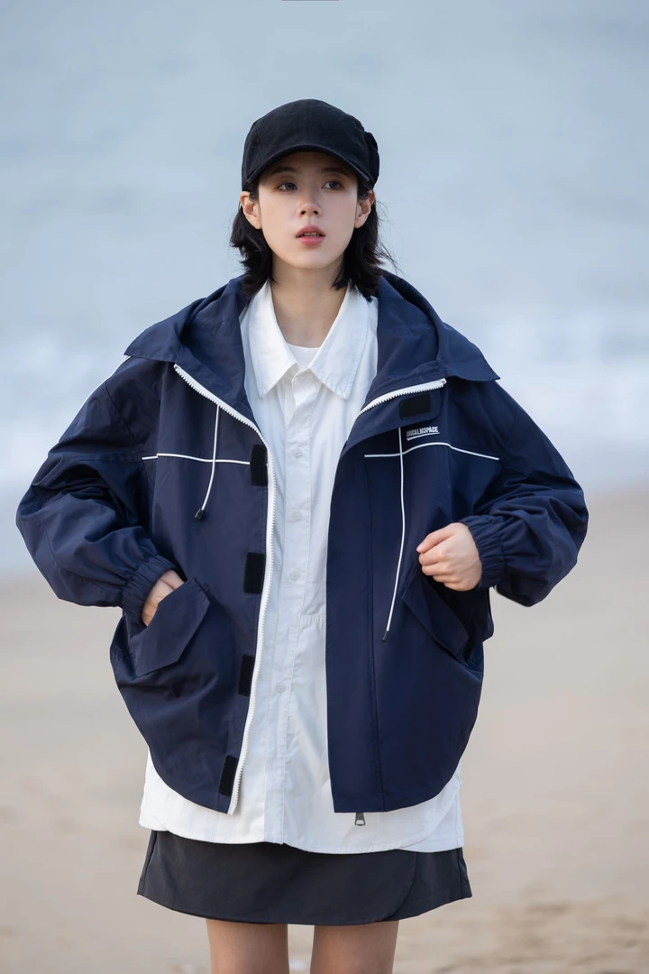 易燃空间短款蝙蝠袖夹克外套女款