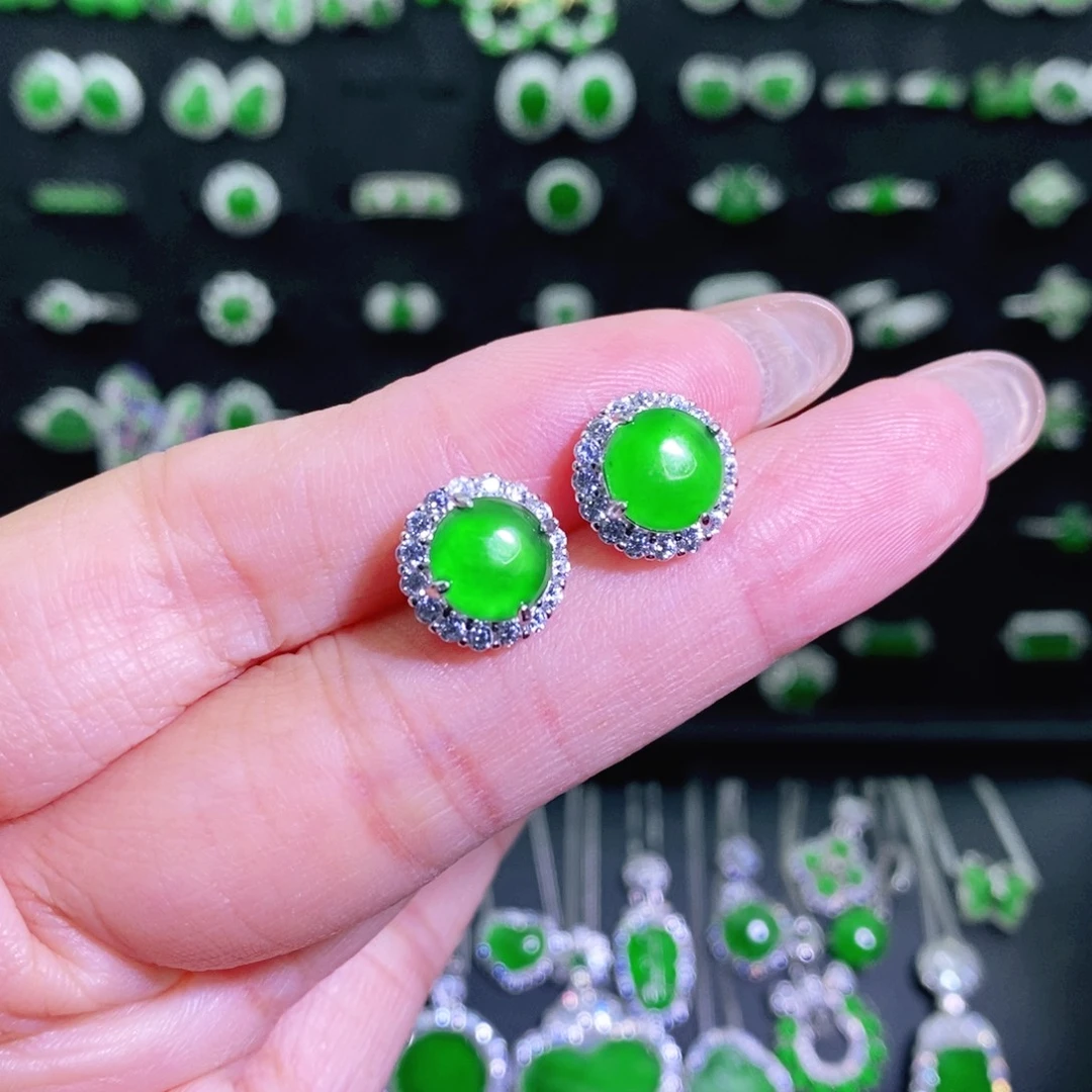 翡翠银S925镶嵌耳饰多样性