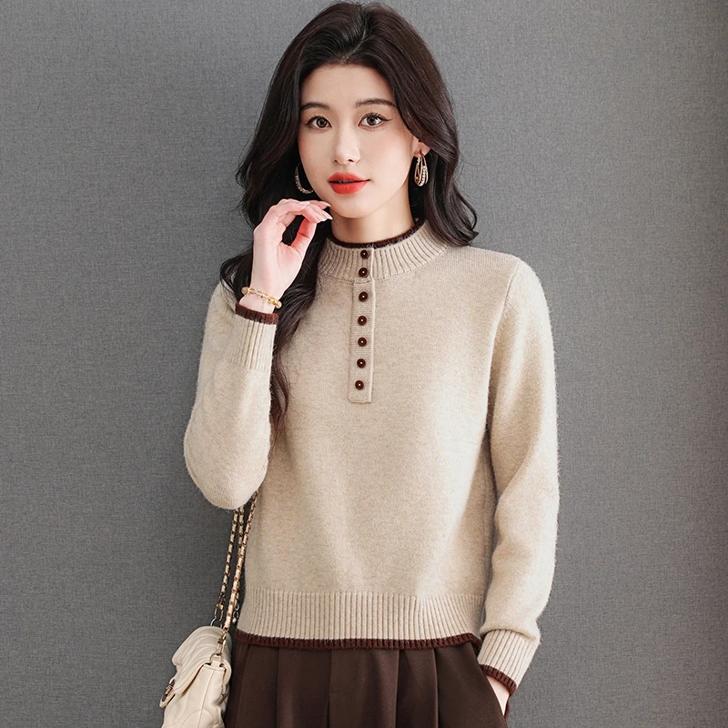 小个子短款2025新款潮牌女装时髦洋气高腰内搭针织打底衫高领毛衣