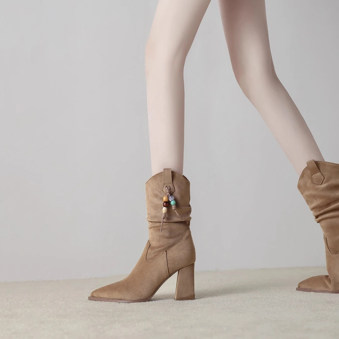 真皮小个子时尚废土风小短靴女2025新小个子英伦风休闲靴