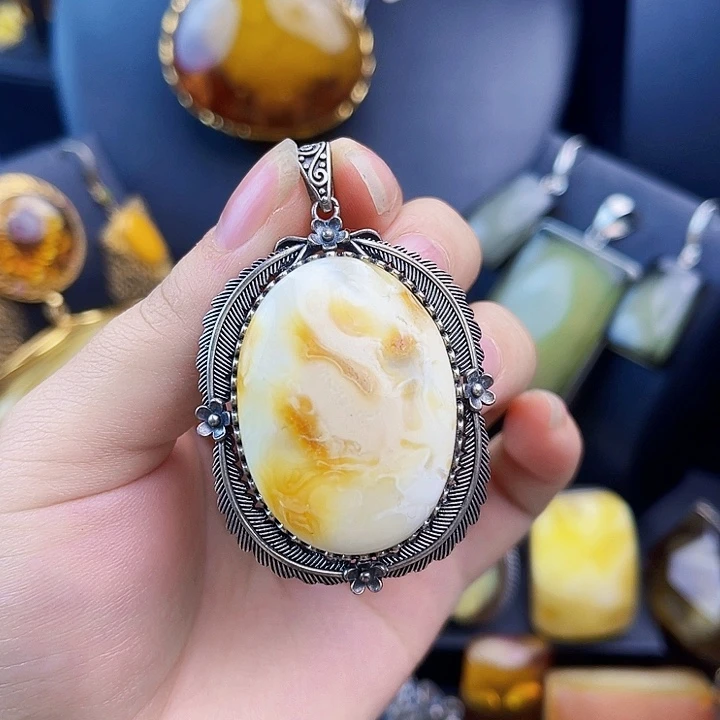 琥珀银S925镶嵌裸石