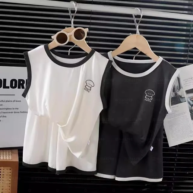 2025夏季新款儿童中大童莫代尔家居服睡衣薄款宽松无袖短裤套装