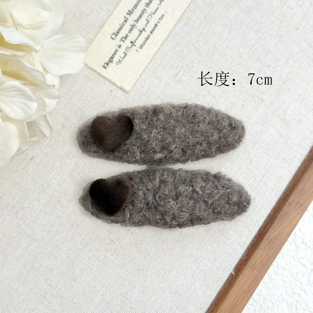 F-917韩版秋冬毛绒爱心侧边碎发BB夹