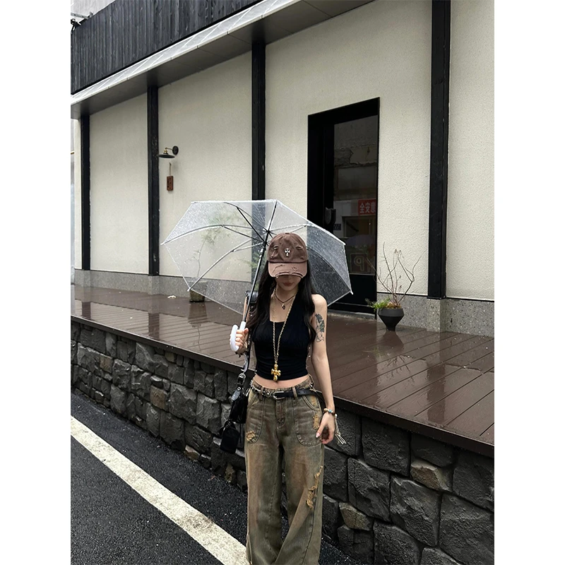 小众炸街高级感女装2025夏季新款辣妹风露背上衣女高腰百搭休闲裤