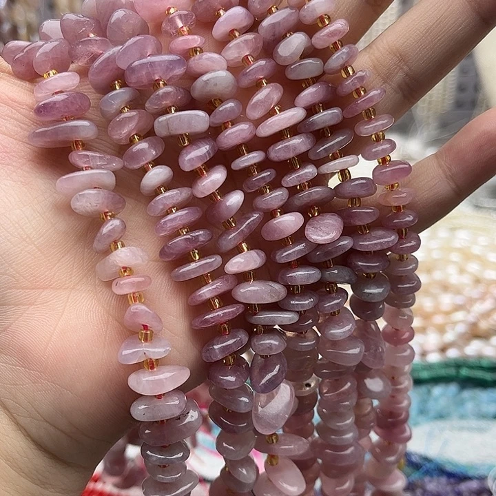 未镶嵌玛瑙/玉髓珠宝半成品一条紫马粉晶随型隔片