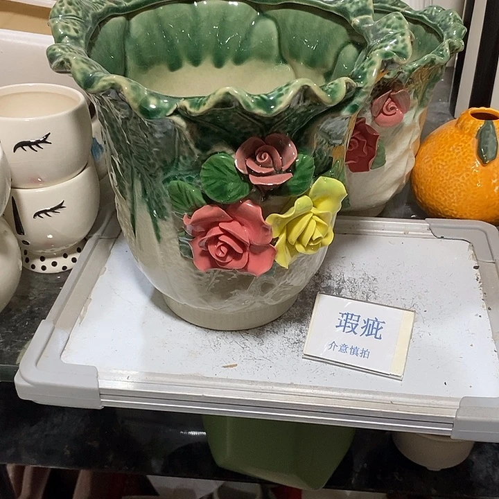 段泥花盆多肉植物盆瑕疵有孔