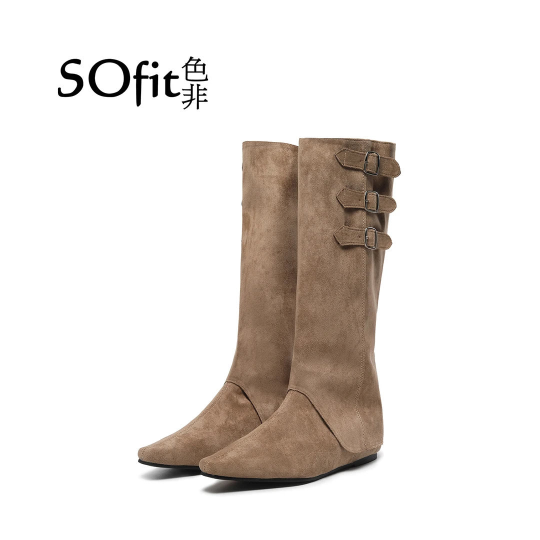 SOfit色非【北海道之恋】增高1+3cm时尚潮流百搭女士时装靴 712-25