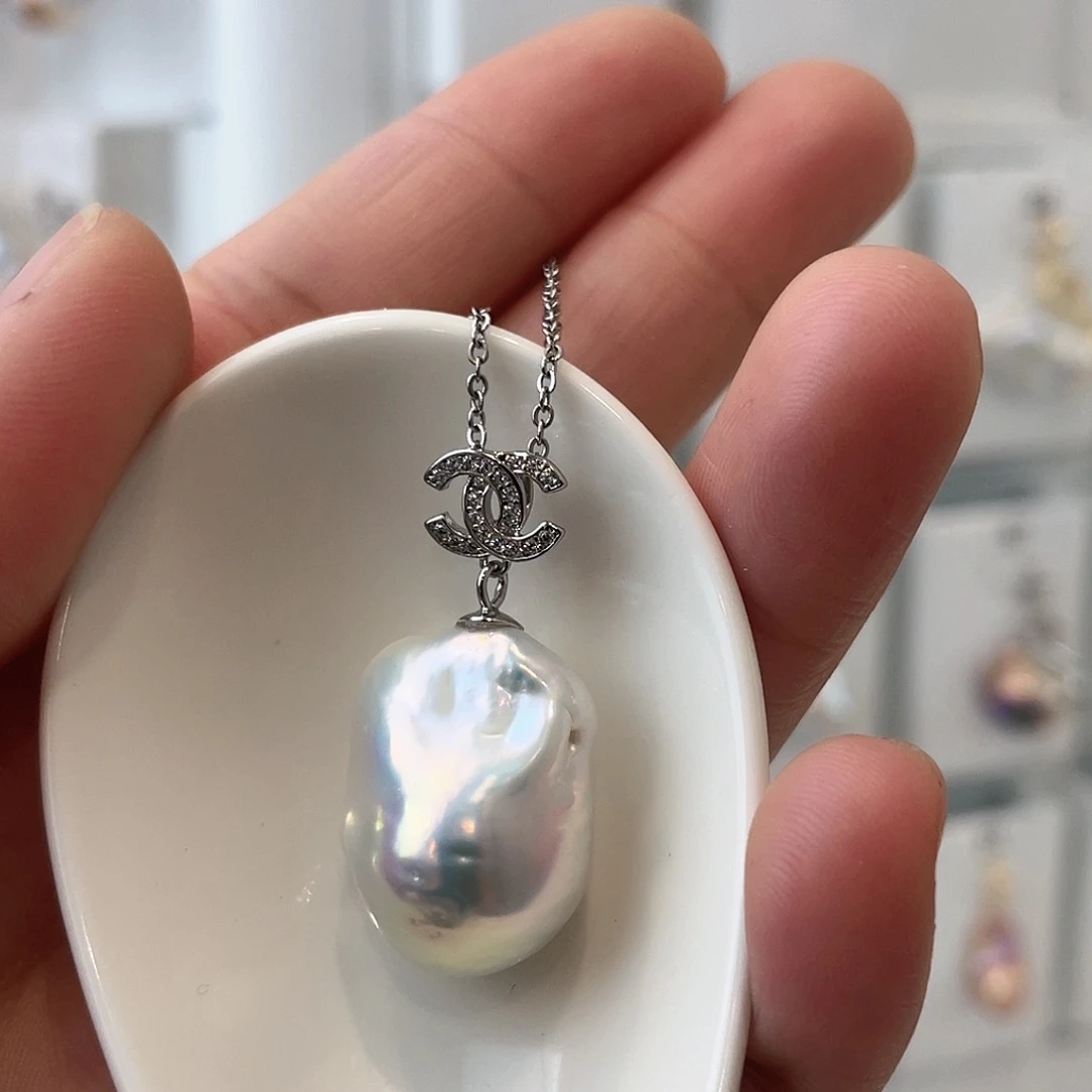 淡水珍珠天然珍珠巴洛克银S925镶嵌微**雨