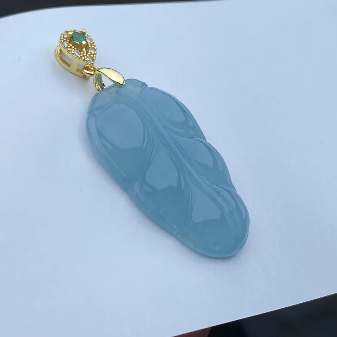 758号天然高品质老蓝冰叶吊坠多样性发一件