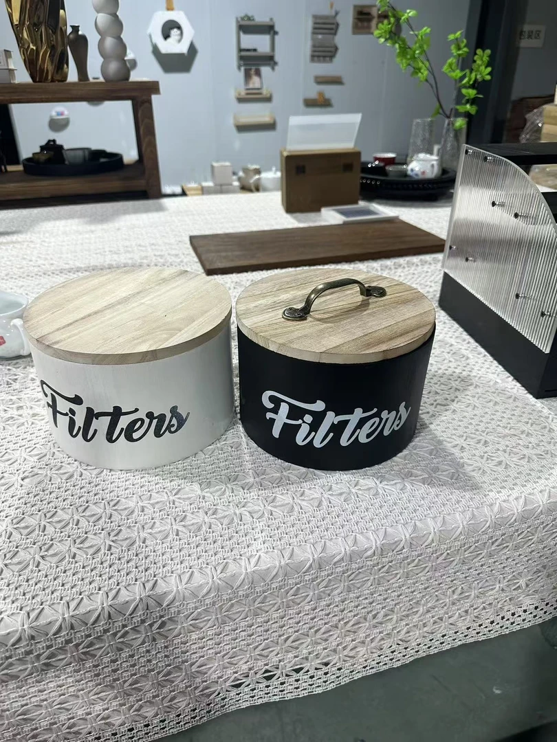 132 餐厅盖子款收纳桌面收纳盒复古风桌面办公室