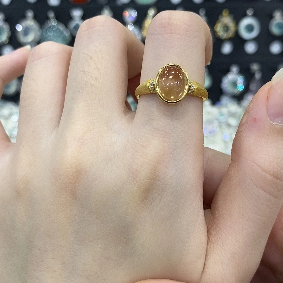 黄晶戒指银S925镶嵌