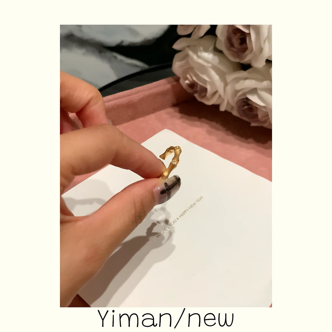 铜合金合成锆石戒指 金色竹节开口戒指MZ3797