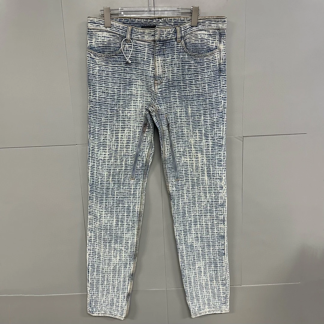 全新未使用 Givenchy/纪梵希 满印老花拉链做旧牛仔裤34码 D19544