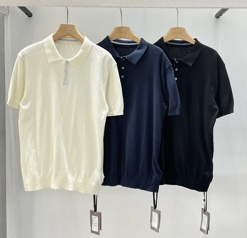 夏季翻领针织短袖Polo衫 面料细腻百搭