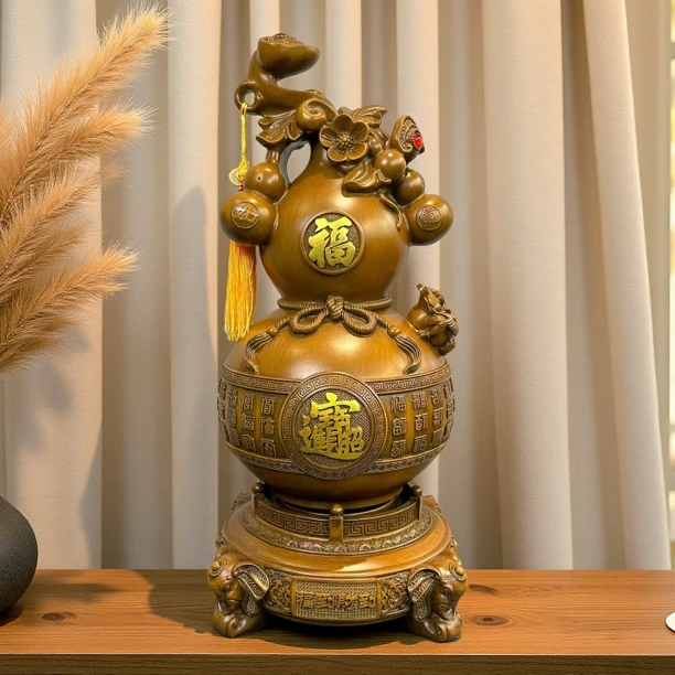 【福到财到】旋转葫芦摆件书房客厅送人送礼装饰摆件