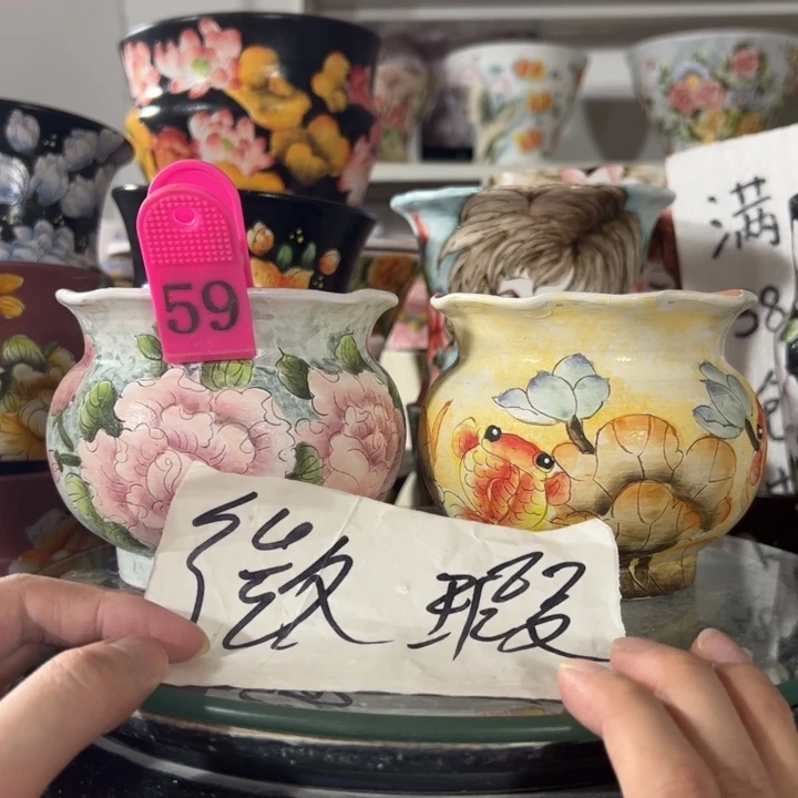景德镇手绘花盆满38包邮偏远地区除外