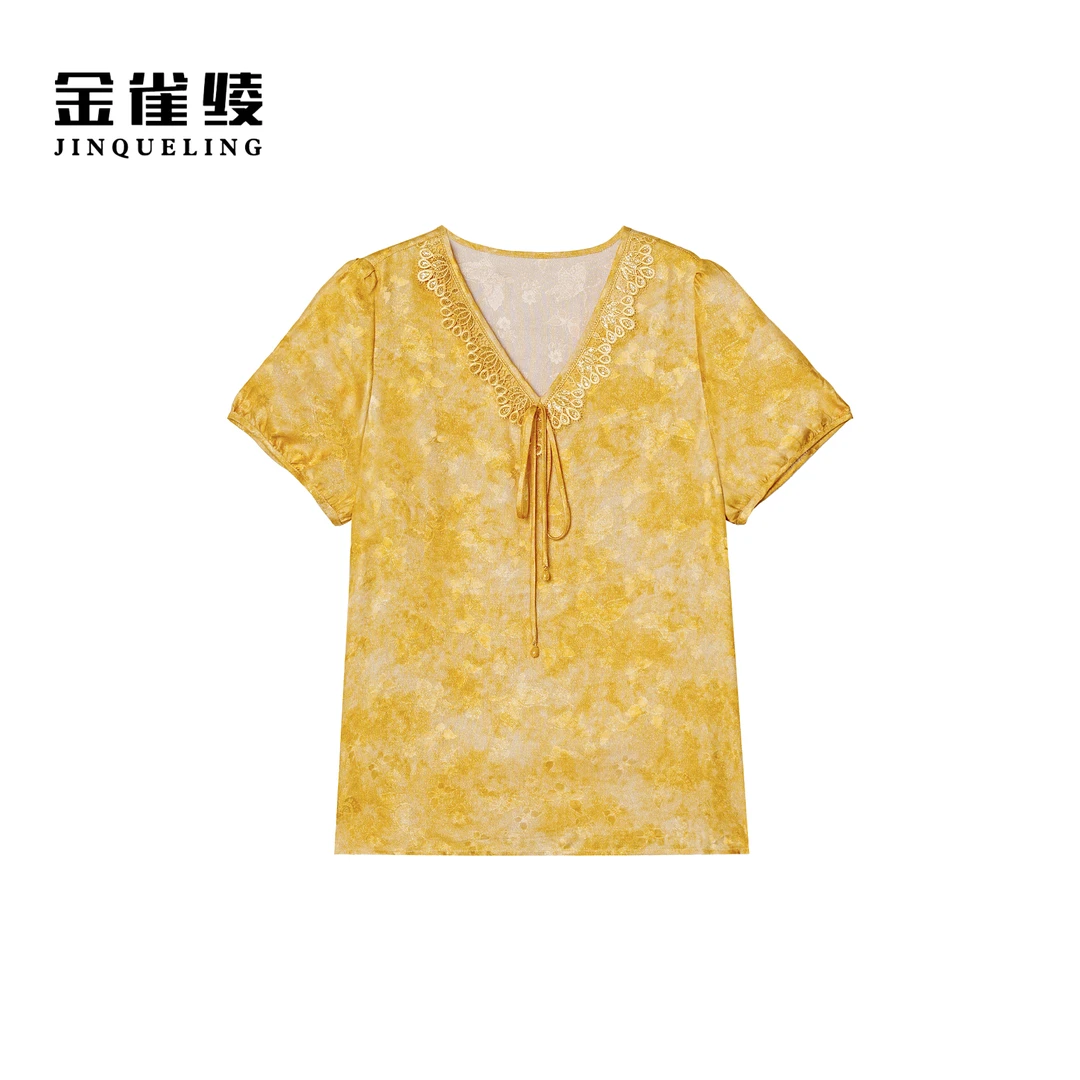 金雀绫【花影鎏金】桑蚕丝设计师款织金工艺加宽加大小衫SZA2S385