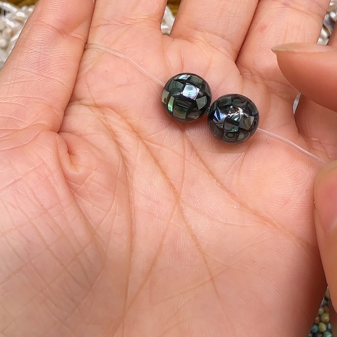 玛瑙/玉髓合金珠宝半成品鲍鱼贝10mm2颗