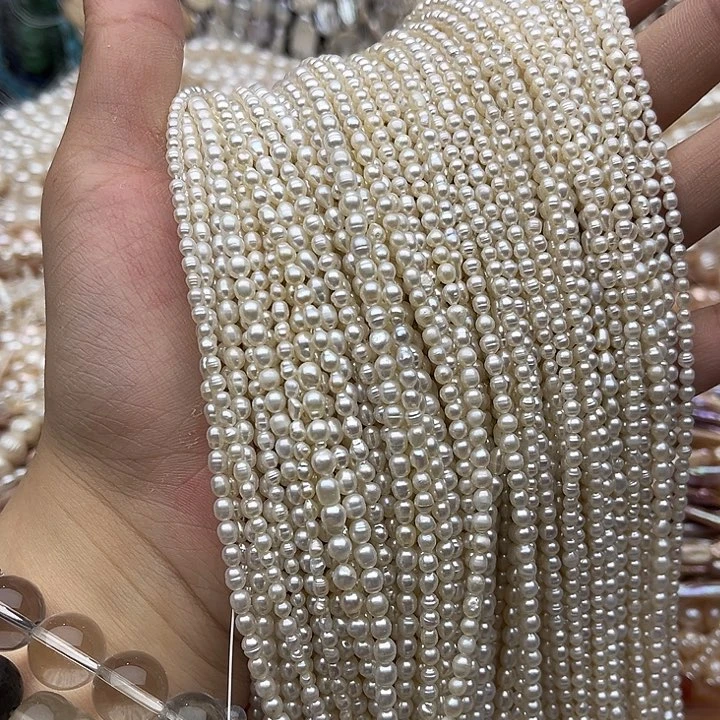 玛瑙/玉髓未镶嵌珠宝半成品一条3.5mm左右米珠珍珠