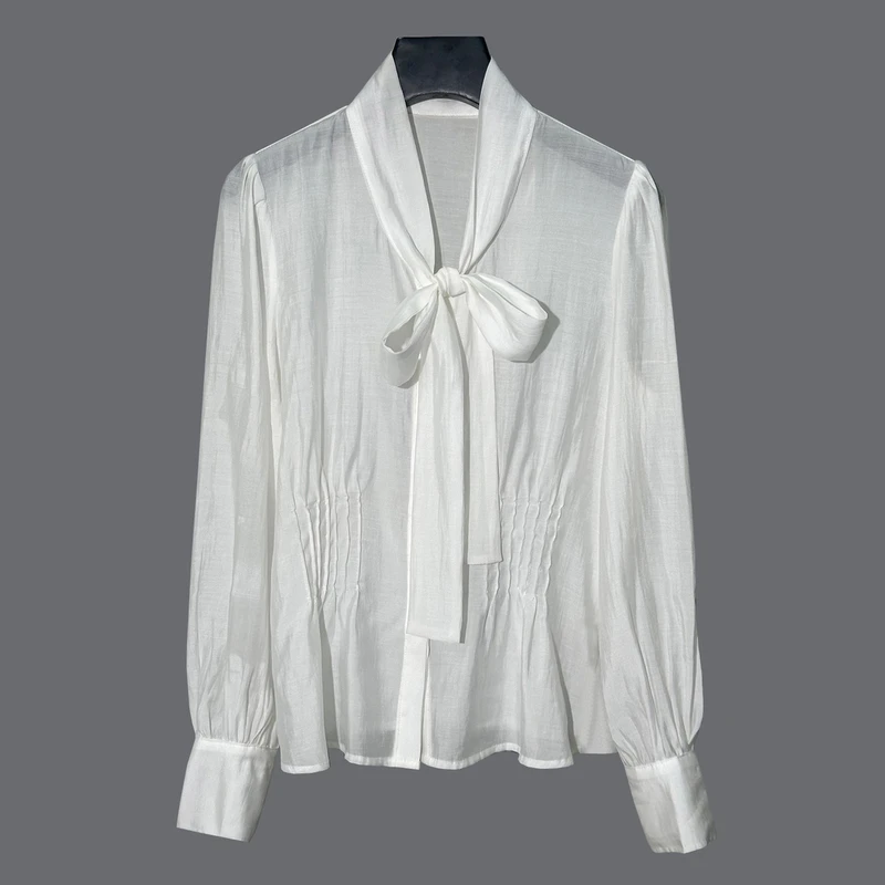 【FRANCEB BALIYA】 气质早秋荷叶立领宫廷花边长袖衬衫