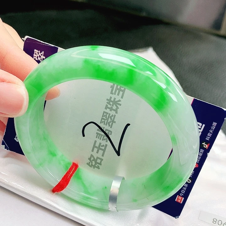 翡翠未镶嵌手镯缅甸天然A货翡翠56轮胎高货微瑕