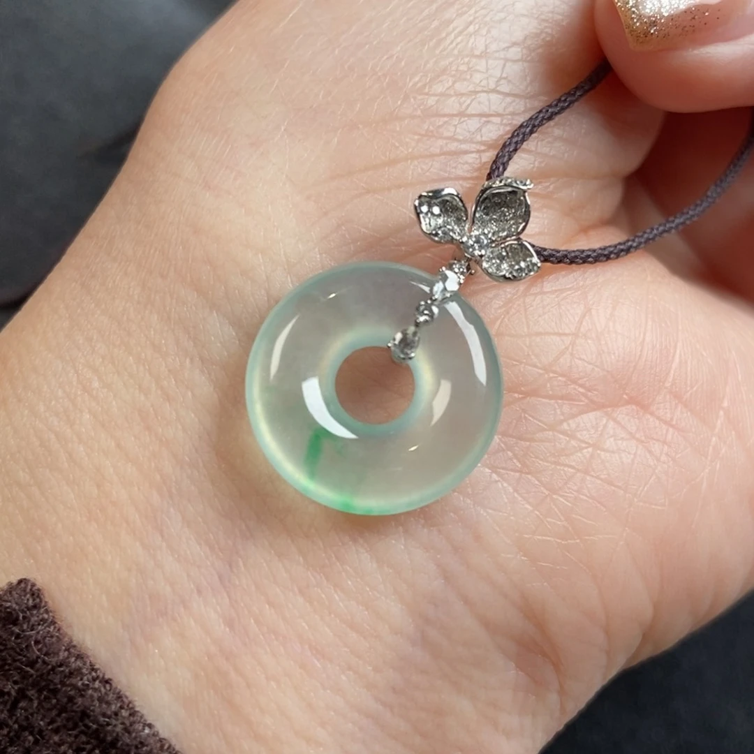 翡翠颈饰18K金镶嵌16.5-4.0