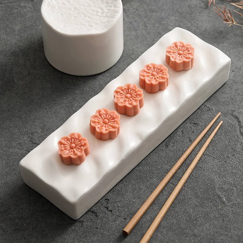 造器寿司盘子长方形点心盘陶瓷日式白色创意餐具西餐甜品盘长条盘