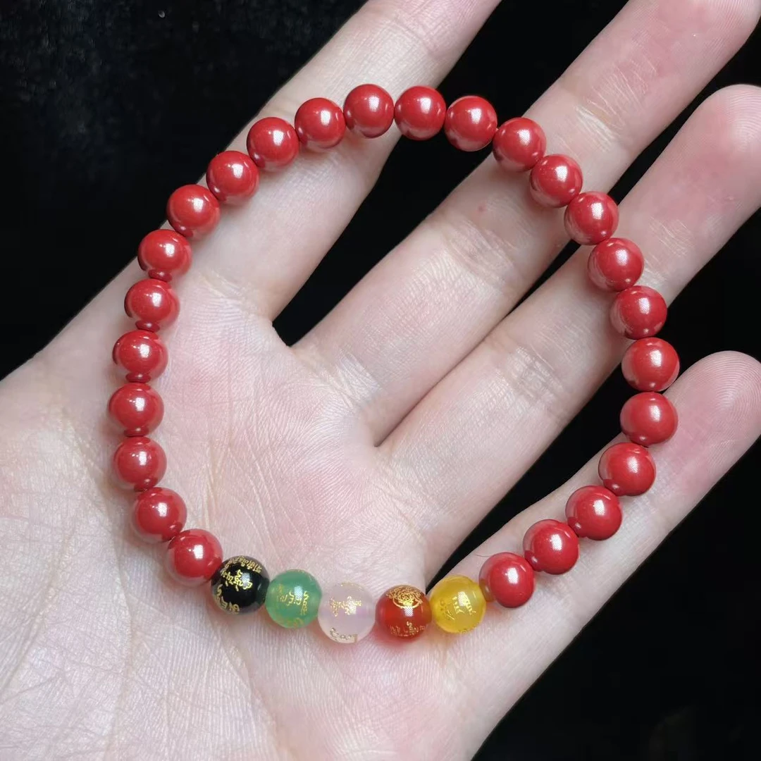 含辰砂工艺品【玉总珠宝】五路财财朱砂手串-约6mm  CAN2580288
