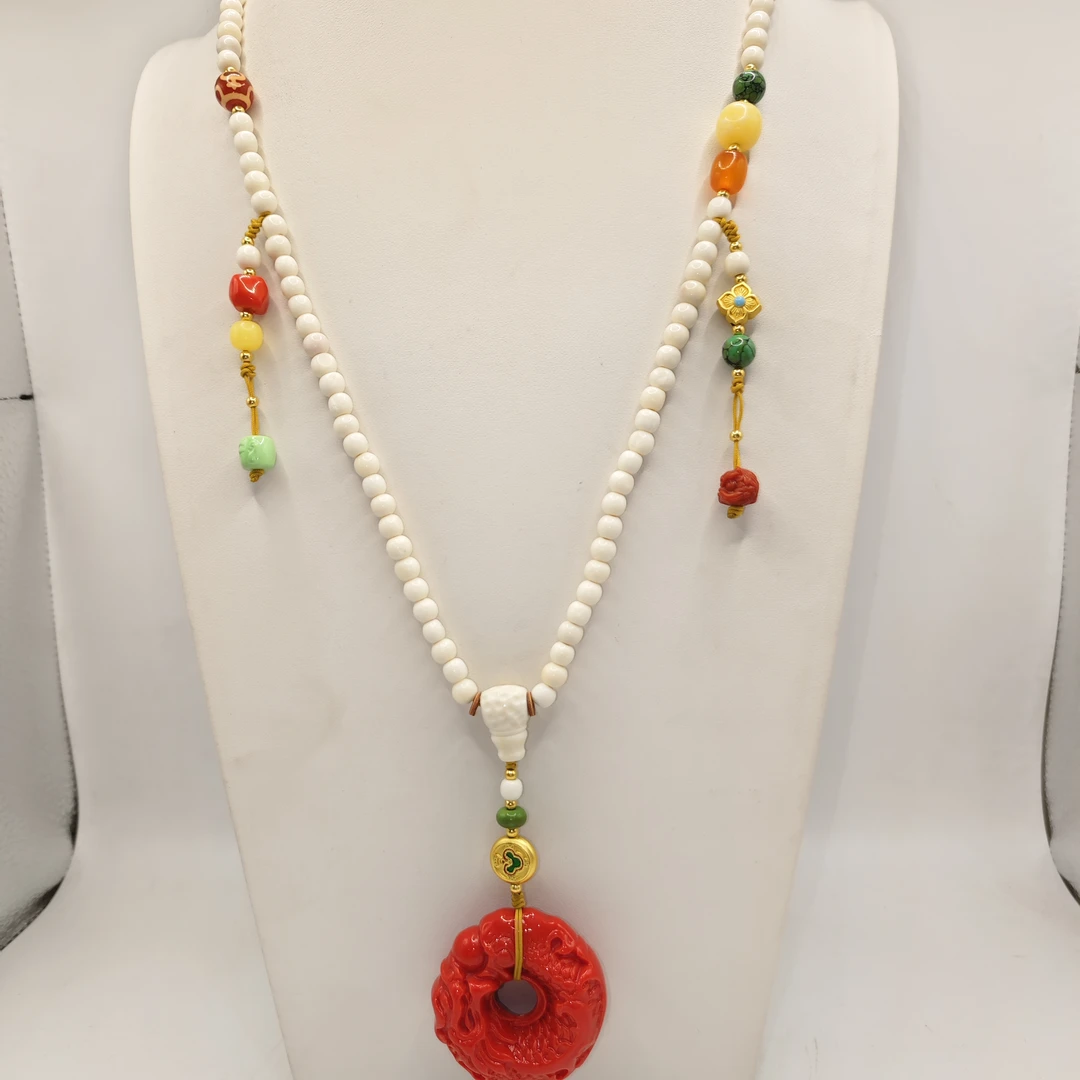 25号X65冻6mm圆珠雕刻项链