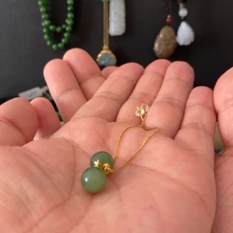 和田玉耳饰银S925镶嵌