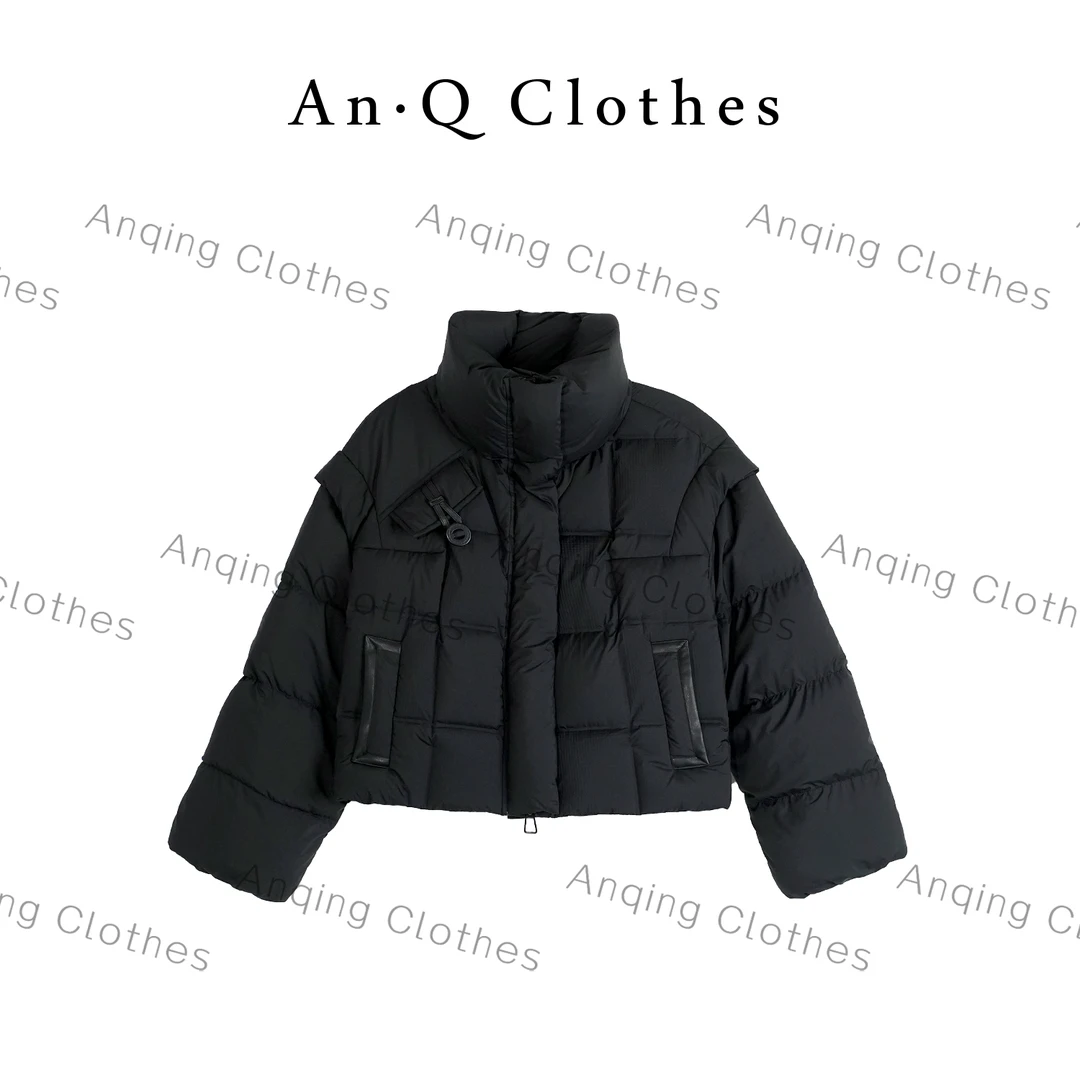 安清 An‘鹅绒立领羽绒服’时尚百搭抽绳菱格立领羽绒服506