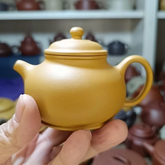 紫砂茶壶原矿黄金段泥高潘壶200cc半手工
