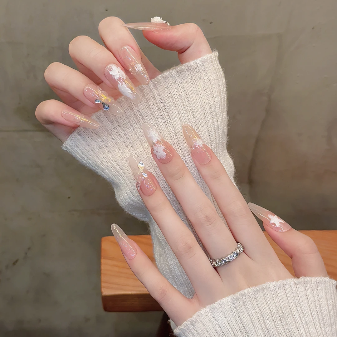 【漫山蝴蝶】纯手工穿戴甲温柔花花穿戴美甲可拆卸指甲甲片美甲可拆