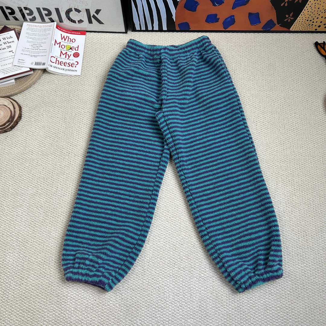 2024秋冬季新款条纹加厚休闲裤束脚裤8074