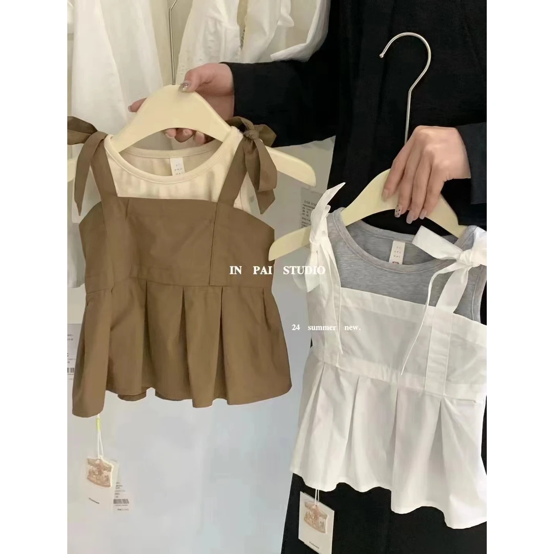 YYW-097-儿童女童时尚宝宝夏季连体女宝韩版背心吊带两件套