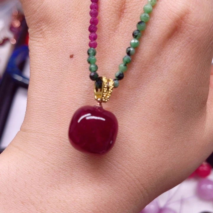 吊坠银S925镶嵌红宝石