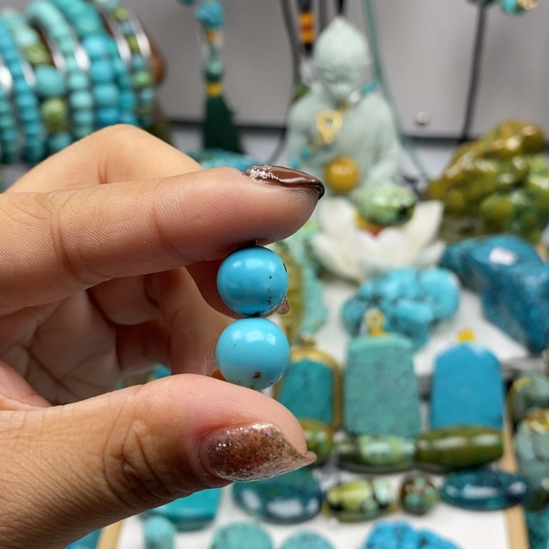 高瓷精品天空蓝圆珠对珠c