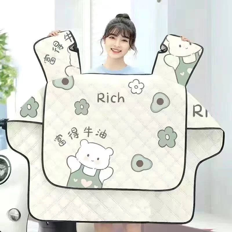 夏季薄款电动车挡风被遮阳罩电瓶摩托车防水防风挡风被