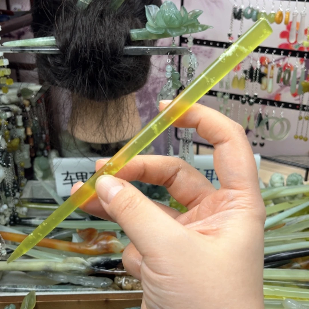 岫玉未镶嵌发饰长度20厘米左右