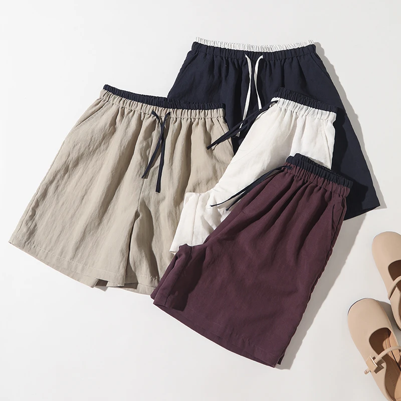 漫步夏日！2025夏新款雨露亚麻简约短裤显瘦遮胯休闲五分中裤#7276