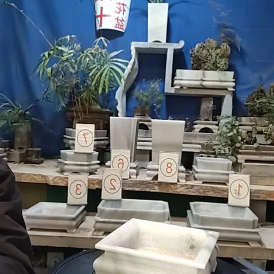 瓶***香天然大理石花盆16x16