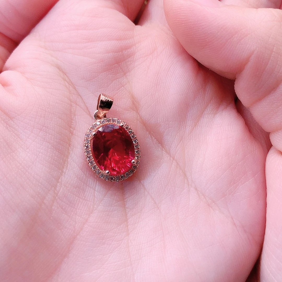 吊坠(赠链)银S925镶嵌红宝石