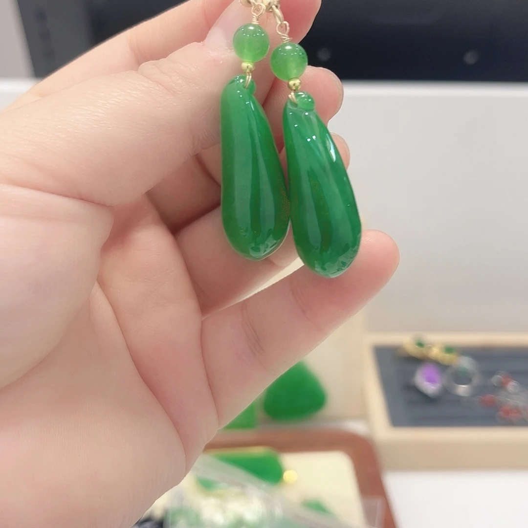 翡翠未镶嵌耳饰耳钉