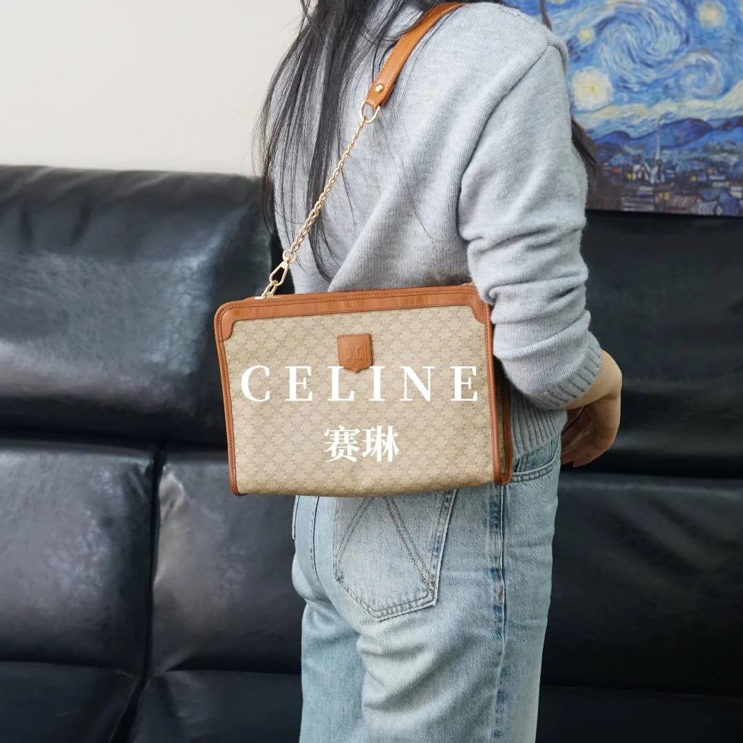 95新 Celine/思琳 米色洗漱包/XF11629074/9074