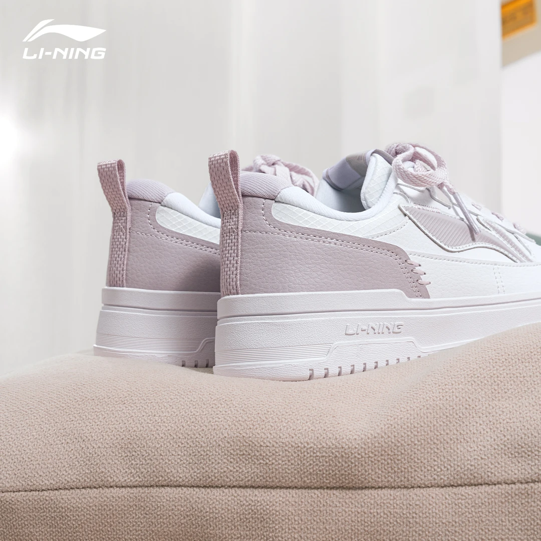 李宁天迹女板鞋2025春季新款紫色小白鞋轻便厚底休闲鞋运动女鞋