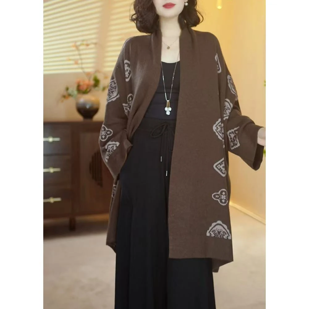 【X123】2025新款时尚百搭宽松气质显瘦针织中长款外披